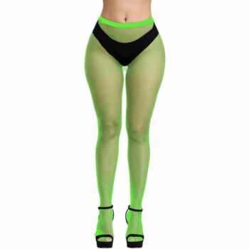 Колготки в мелкую сетку зеленого цвета с высокой талией