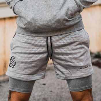 Шорти спортивні чоловічі двошарові Hybrid сірі
