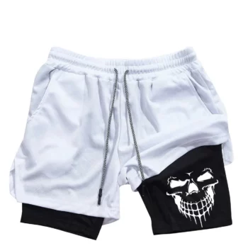 Шорти MuscleMan біло-чорні skull
