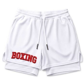 Чоловічі спортивні шорти білі MuscleMan Boxing 2-в-1
