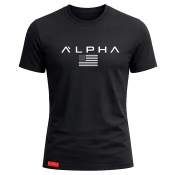 Футболка чоловіча ALPHA white чорна бавовняна