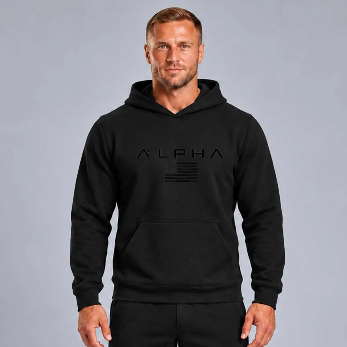 Худі ALPHA BLACK з капюшоном чорне